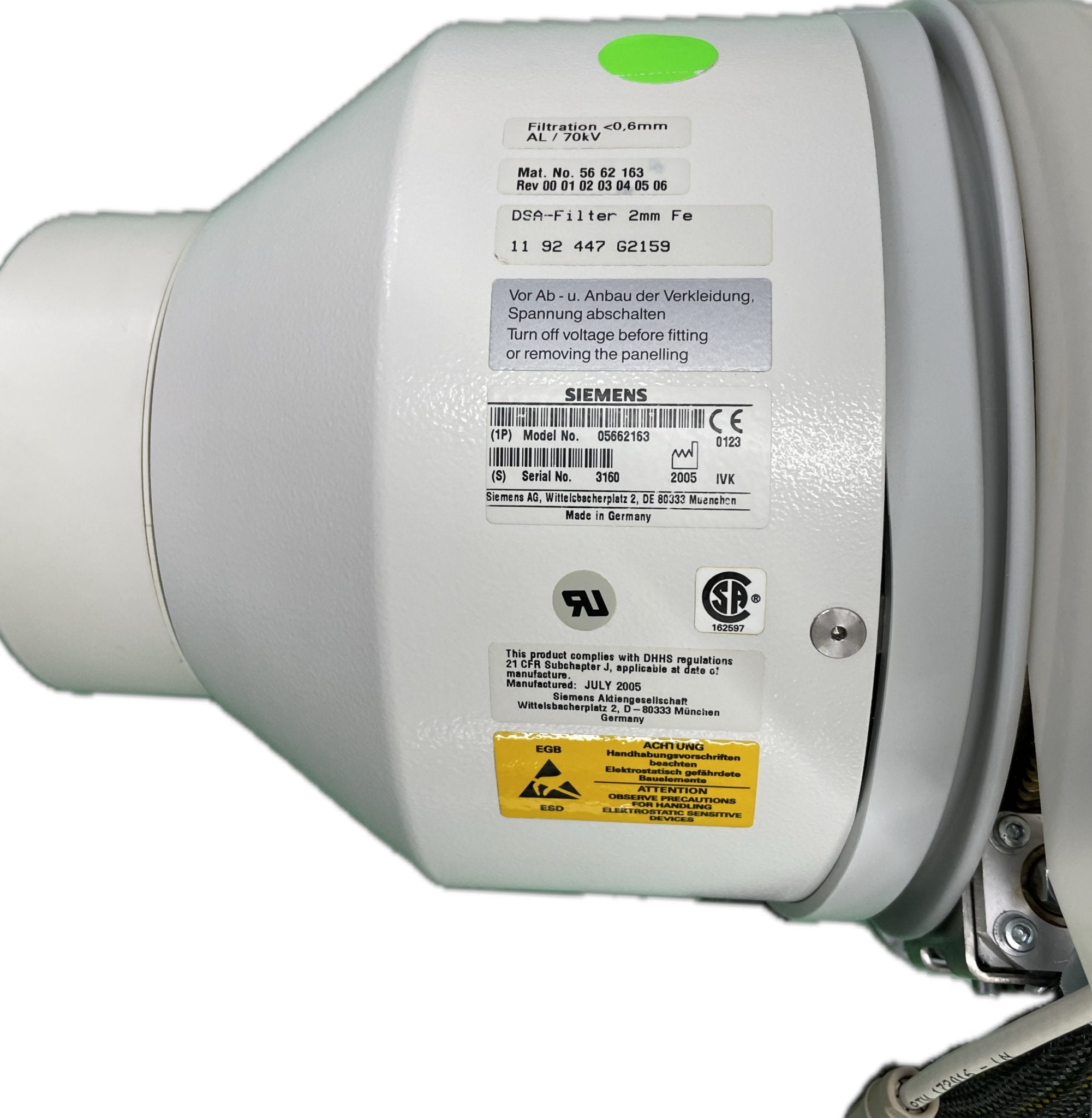 Siemens 05662163 - Collimator Card Rotational for Axiom Artis Label | Alo Tech Solutions