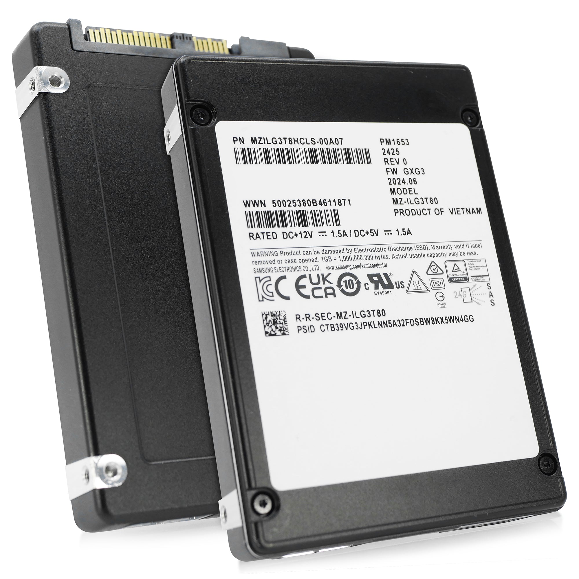 Samsung PM1653 MZILG3T8HCLS 3.84TB 1 DWPD SAS-4 24 Gb/s V-NAND 2.5in Refurbished SSD
