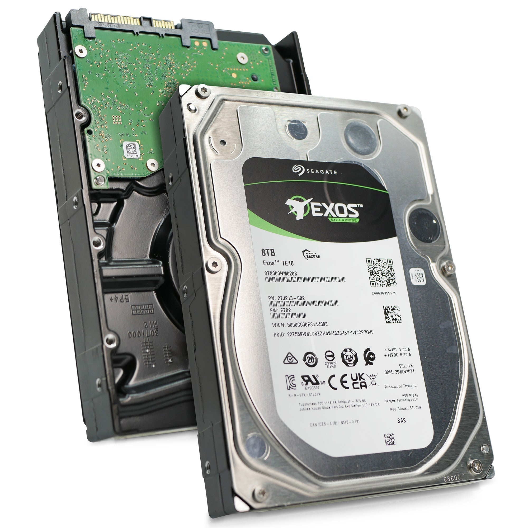 Seagate Exos 7E10 ST8000NM020B 8TB 7.2K RPM SAS 12Gb/s 512e 3.5in Hard Drive