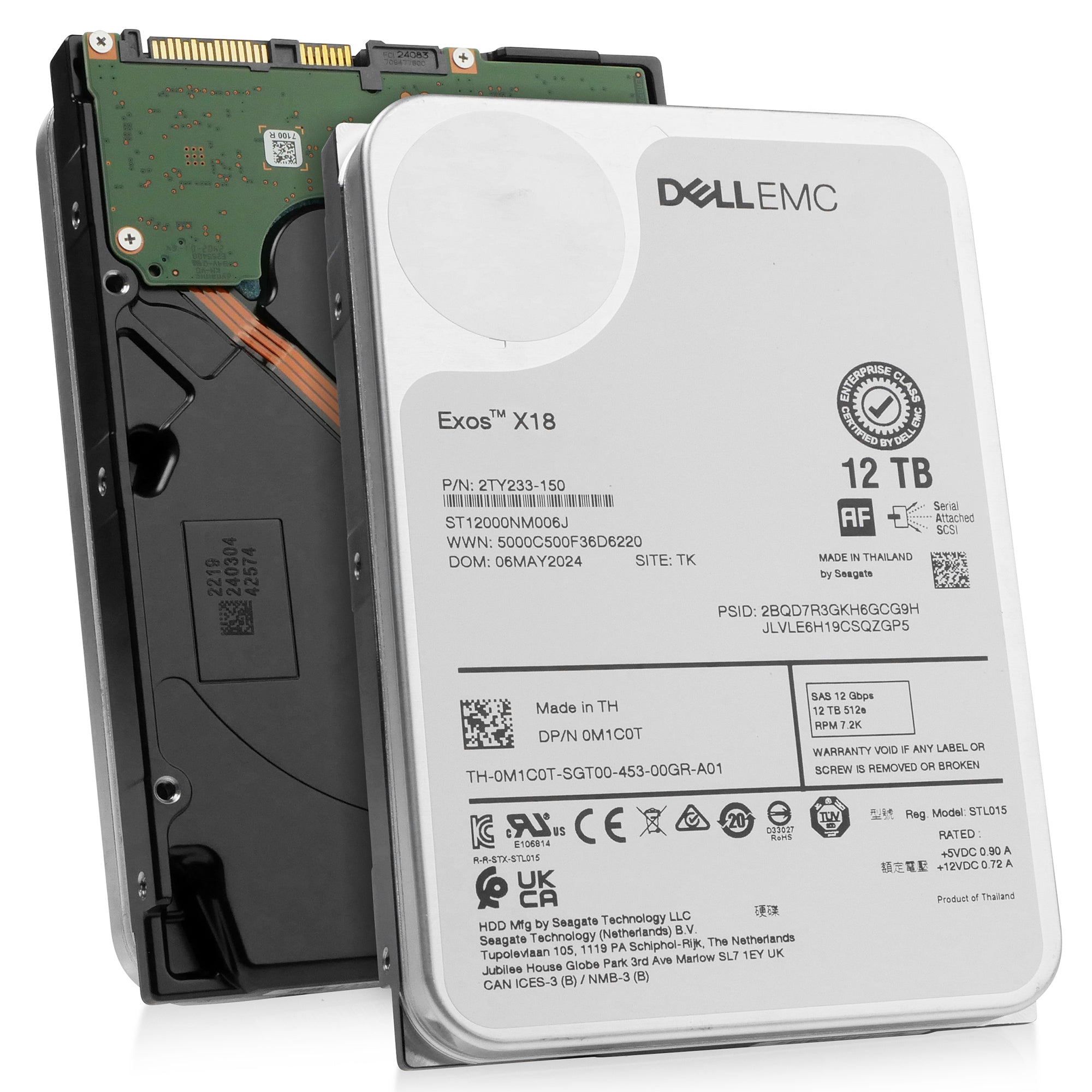 Dell/Seagate Exos X16 ST12000NM006J 12TB 7.2K RPM SAS 12Gb/s 512e 3.5in Hard Drive
