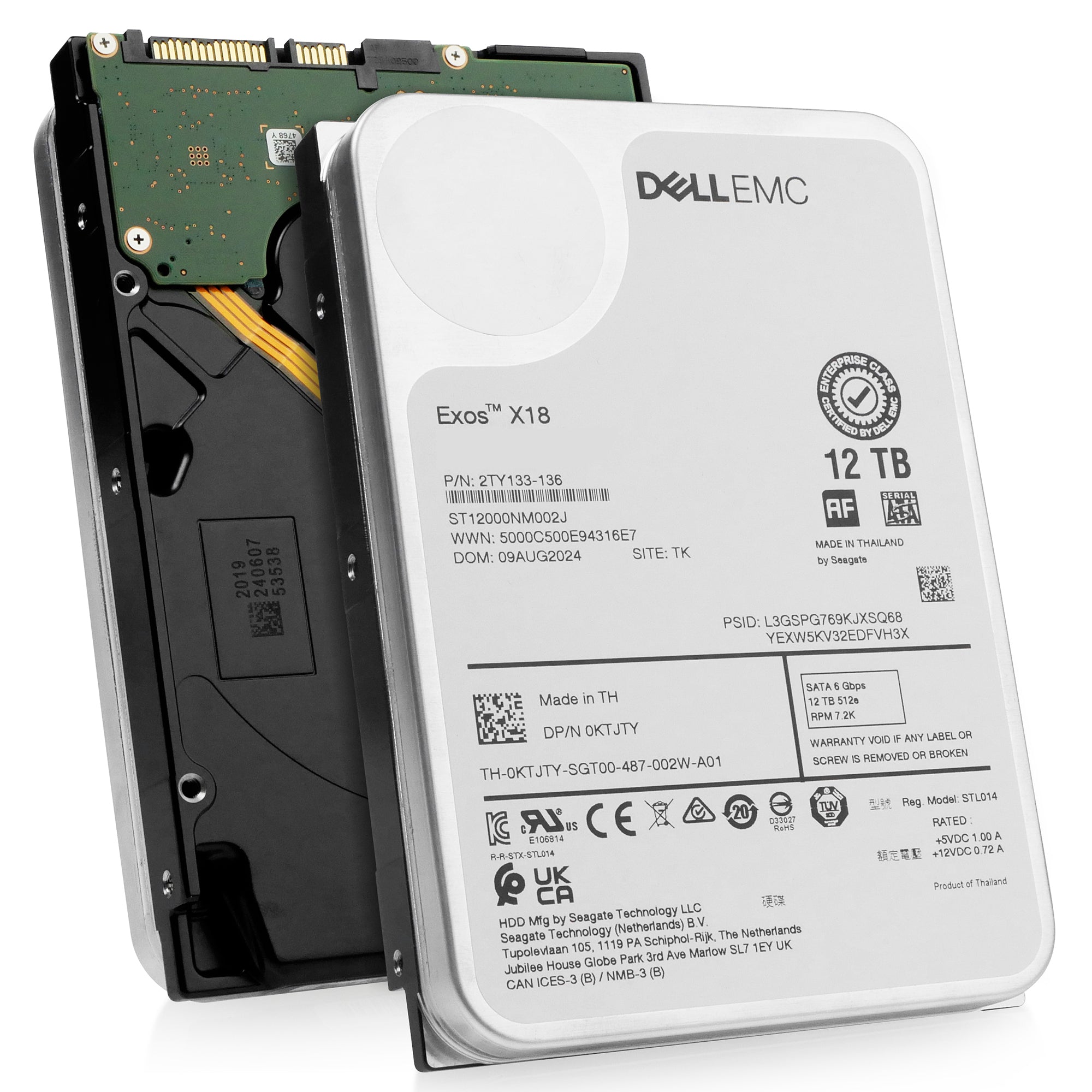 Dell/Seagate Exos X18 ST12000NM002J 12TB 7.2K RPM SATA 6Gb/s 512e 3.5in Refurbished HDD