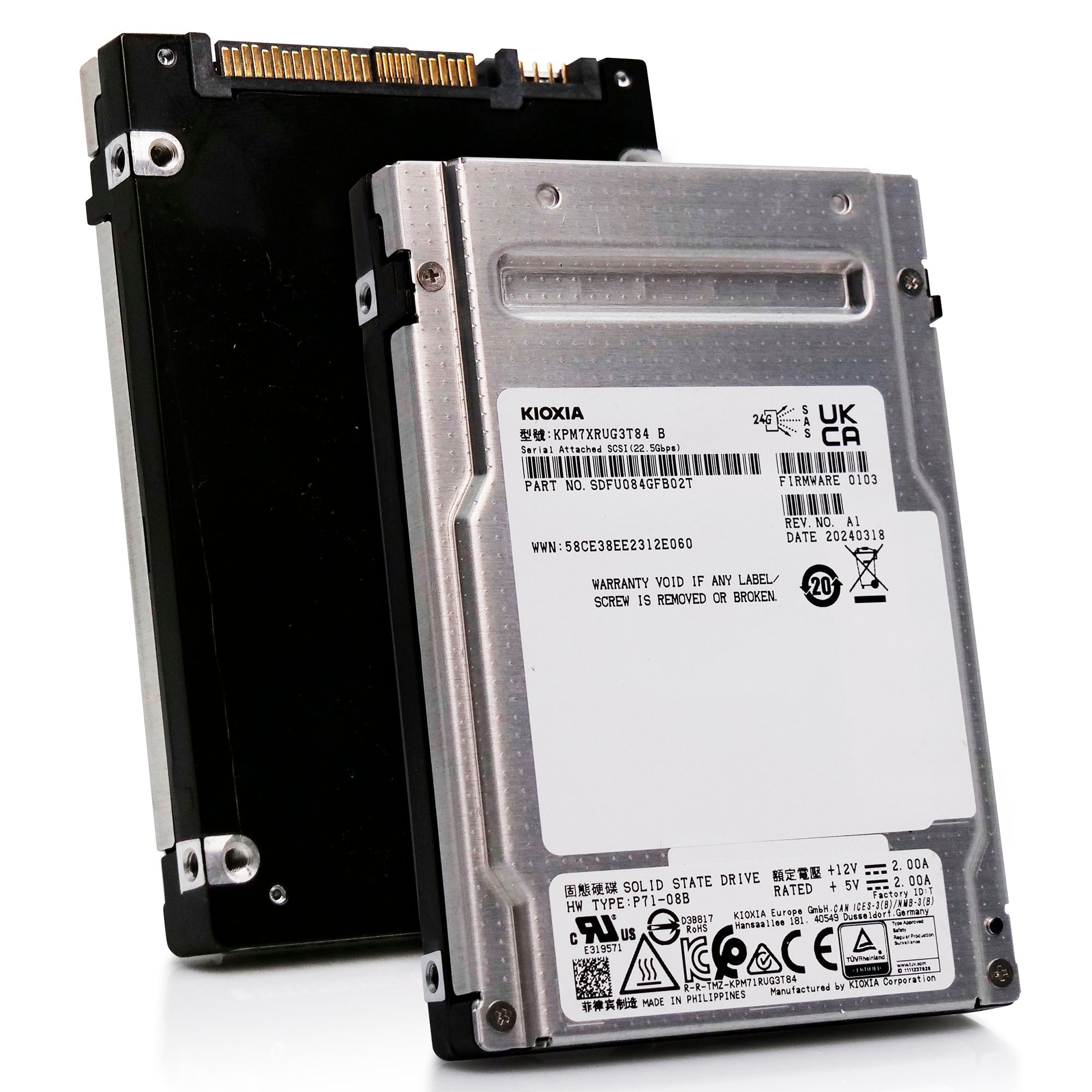 Kioxia PM7-R KPM7XRUG3T84 3.84TB 1DWPD SAS 24Gb/s 3D TLC 2.5in Refurbished SSD