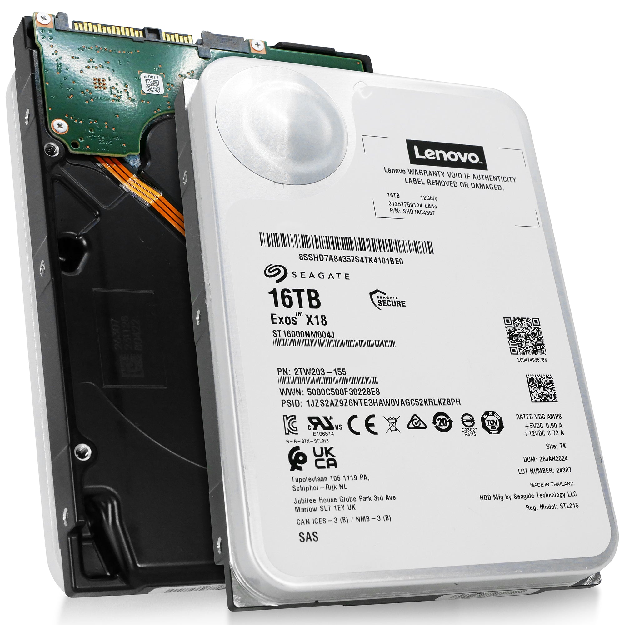 Seagate/Lenovo Exos X18 ST16000NM004J SHD7A84367 16TB 7.2K RPM SAS 12Gb/s 512e 3.5in Hard Drive