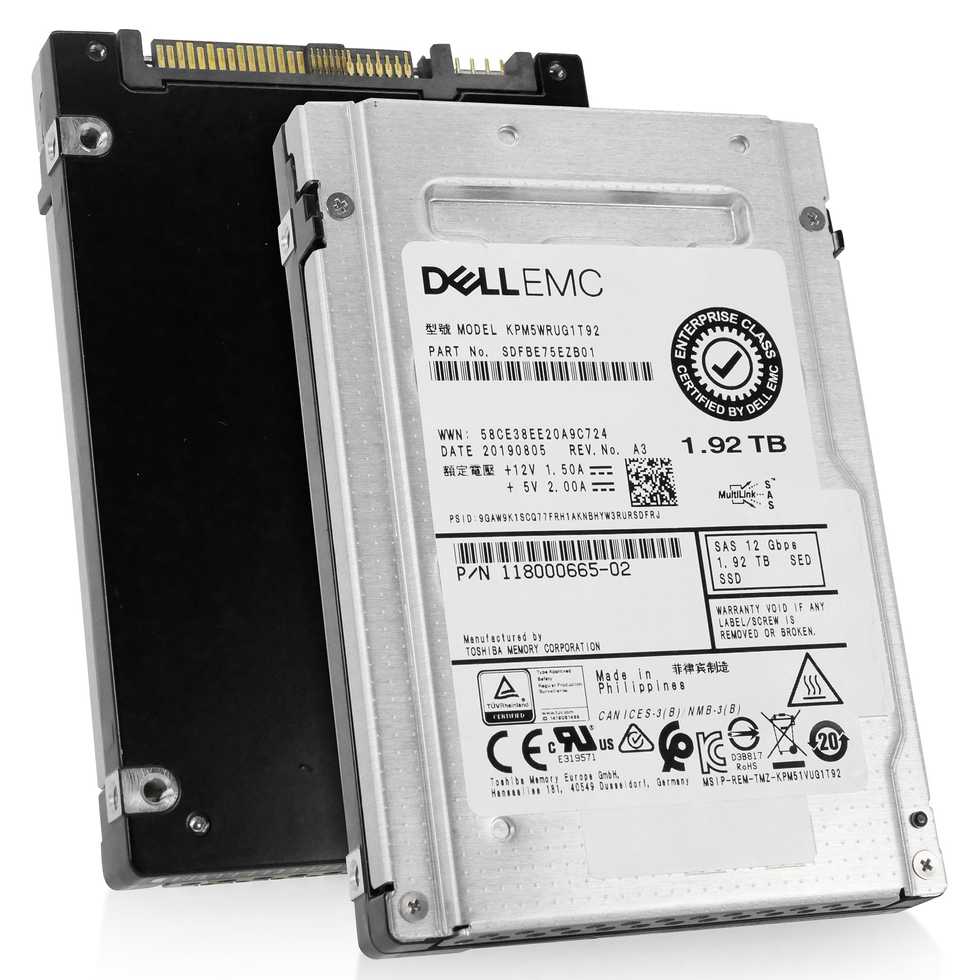 Dell/Kioxia PM5-R KPM5WRUG1T92 1.92TB 1 DWPD SAS 12Gb/s 3D TLC 2.5in Solid State Drive