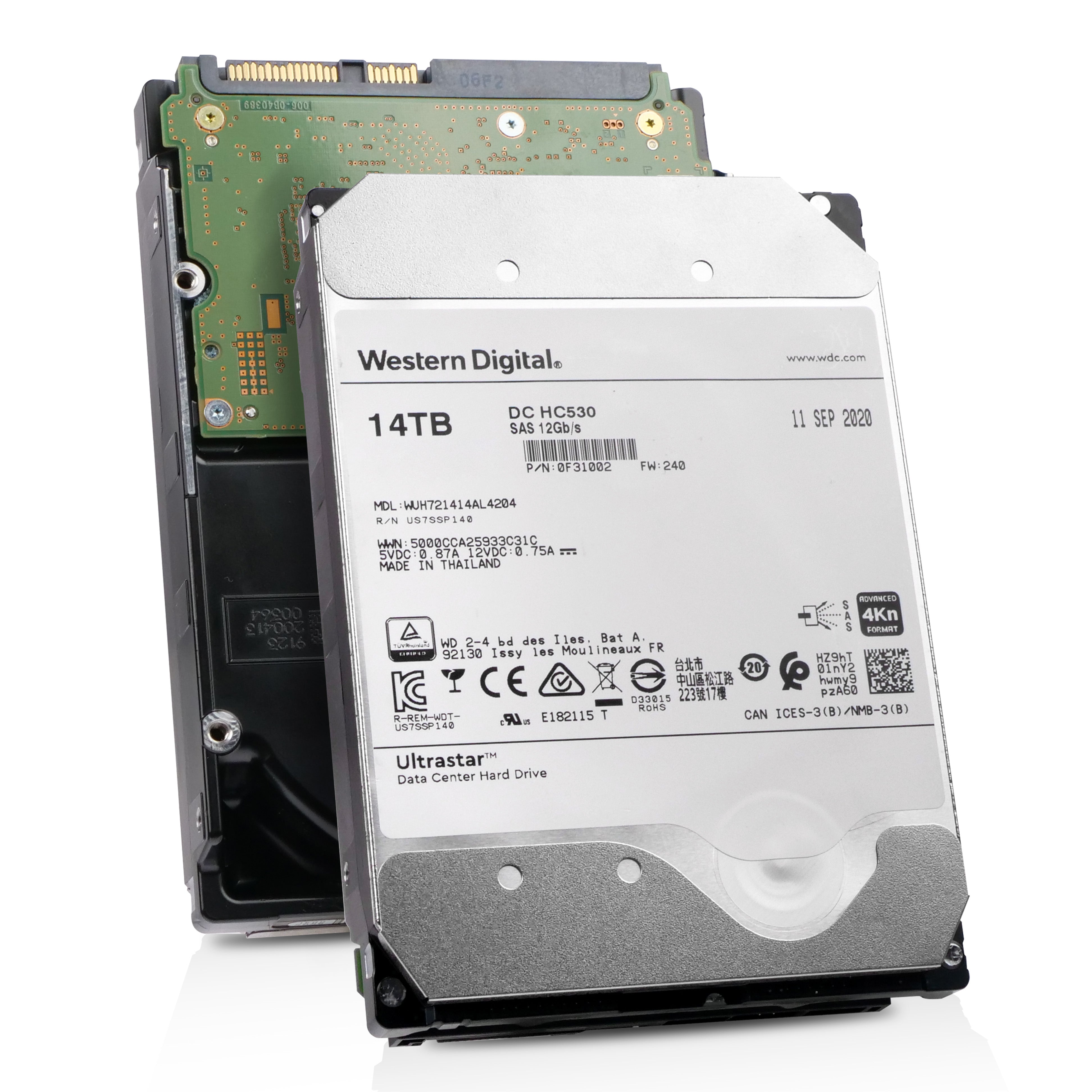 Western Digital Ultrastar DC HC530 WUH721414AL4204 0F31002 14TB 7.2K RPM SAS 12Gb/s 4kn 3.5in Refurbished HDD