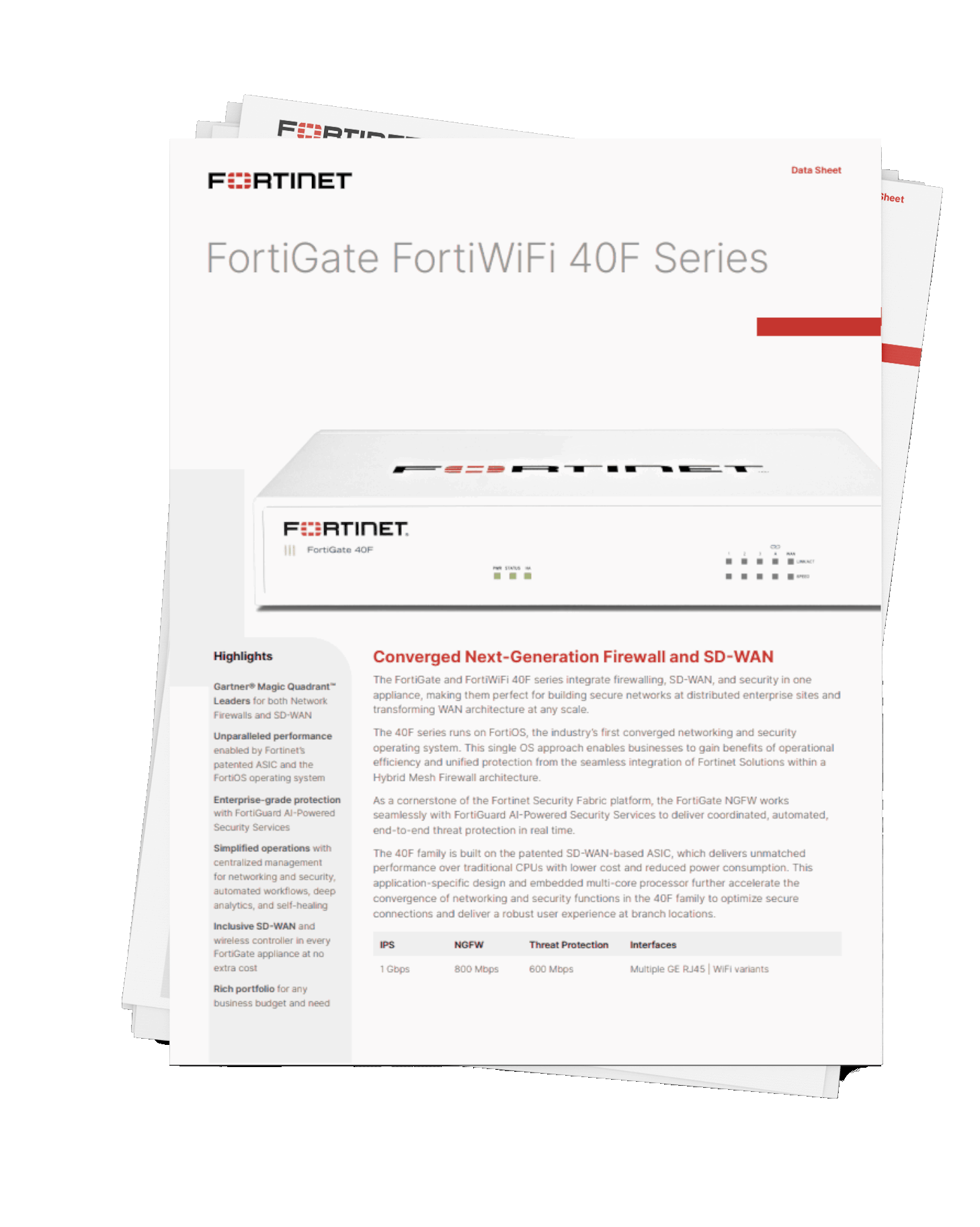 FortiGate FortiWifi 40F Series Data Sheet