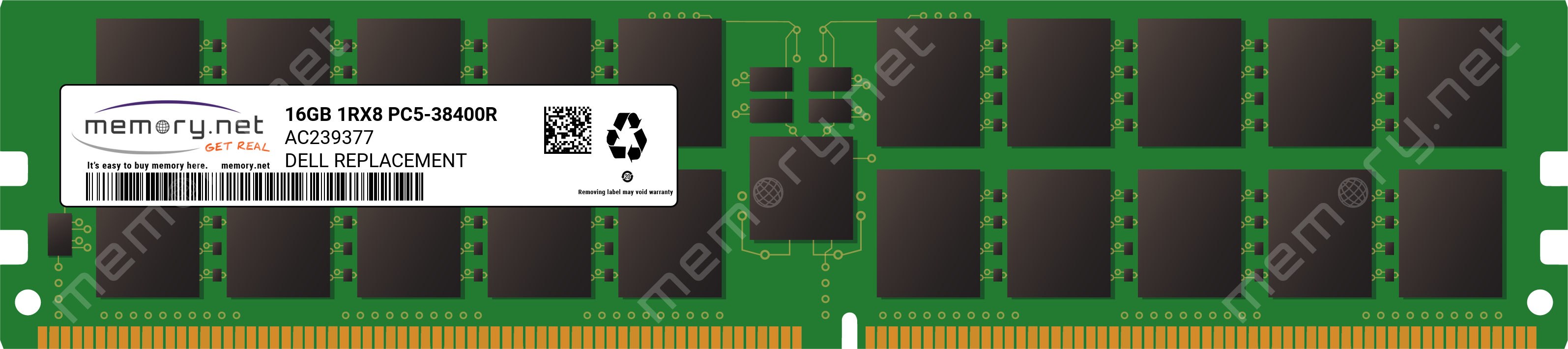 AC239377 - Dell 1x 16GB DDR5-4800 RDIMM PC5-38400R Single Rank x8 Replacement