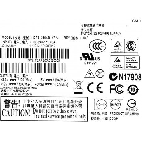 Delta Electronics, Inc. DPS-250AB-47 A / DPS-250AB-47A