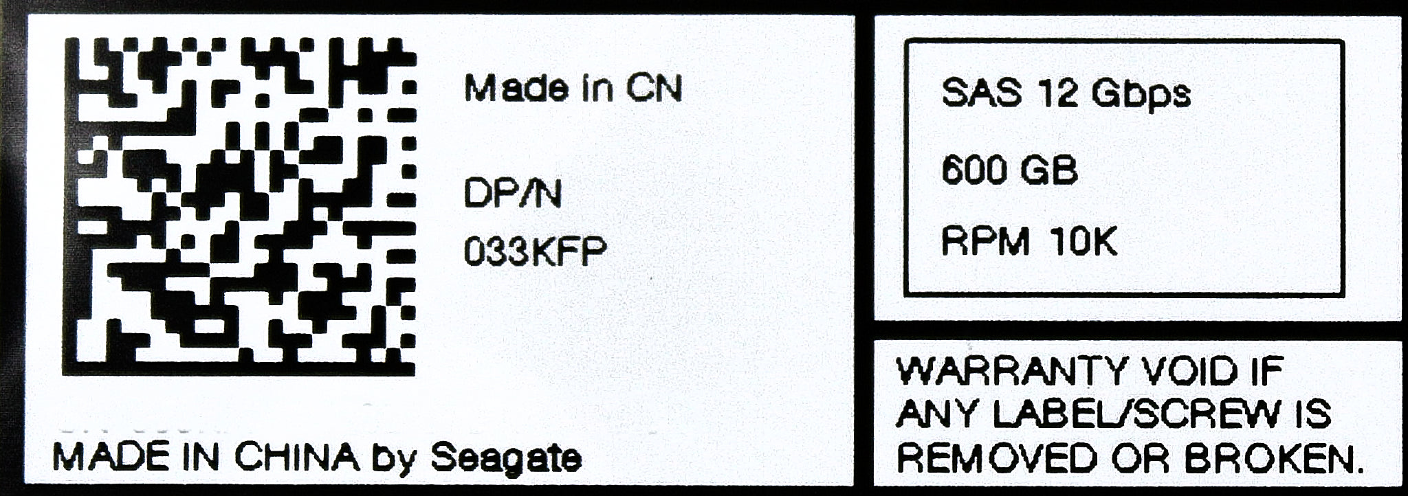 Dell 33KFP-CML 600GB 10K SAS 2.5 12G ST600MM0088 / 1FD200-157 EP+, Used