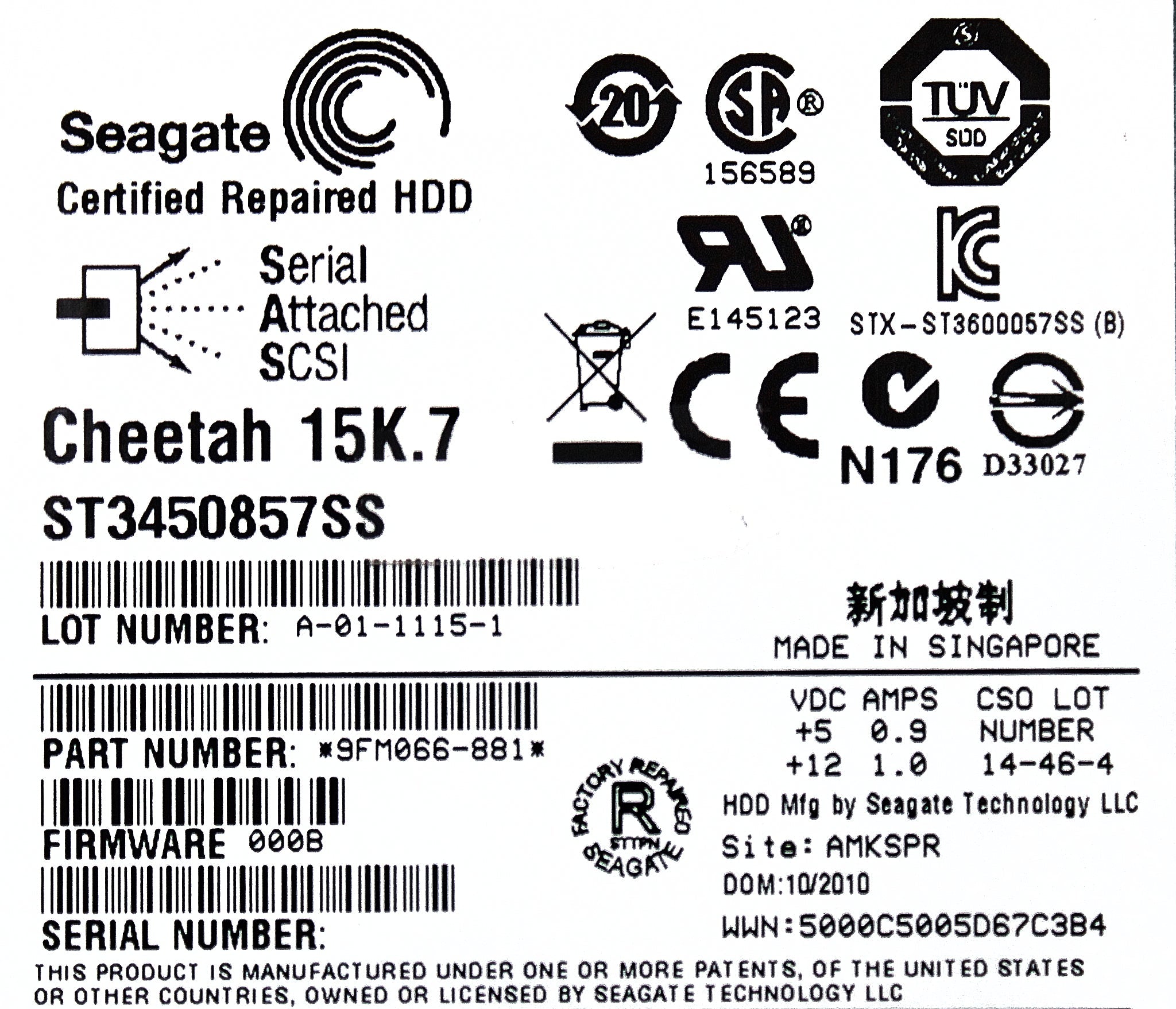 Dell 9FM066-881-CML 450GB 15K SAS 3.5 6G 9FM066-881XRED