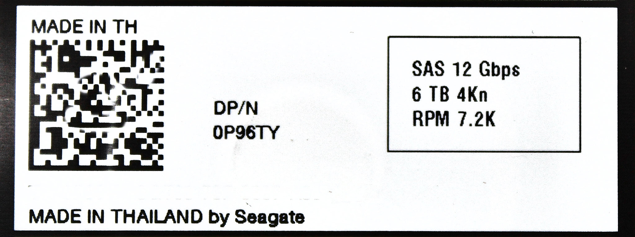 Dell P96TY-EQL 6TB 7.2K SAS 3.5 12G 4K ST6000NM0105 / 1YY210-157 EP+