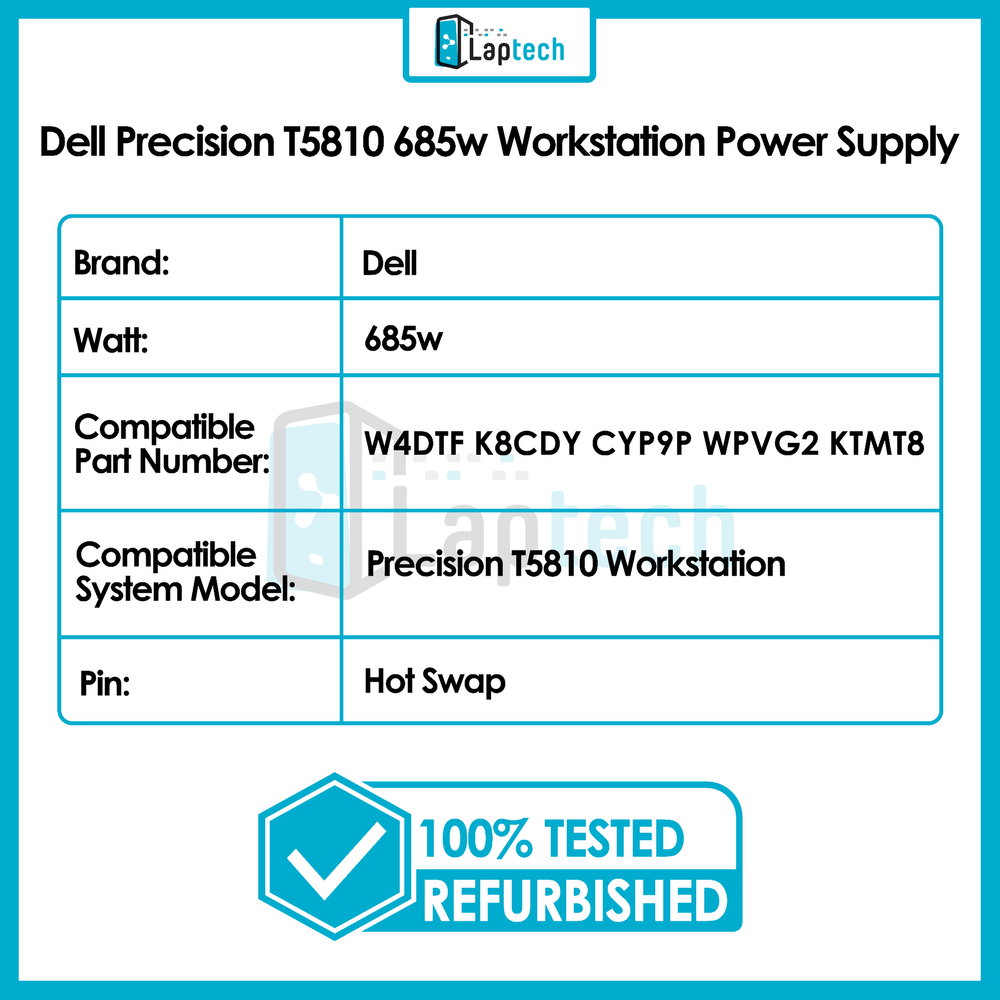 Dell Precision T5810 685w Workstation Power Supply W4DTF K8CDY CYP9P WPVG2 KTMT8