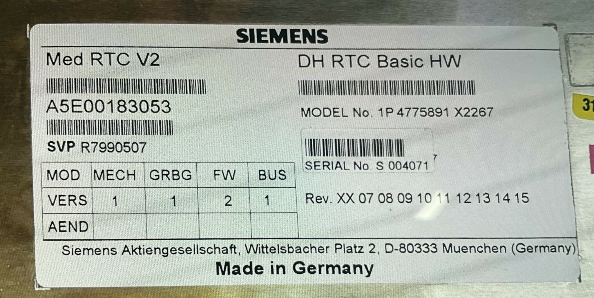 DH RTC PCB ASM (04776972/04775891/04775925 SIEMENS