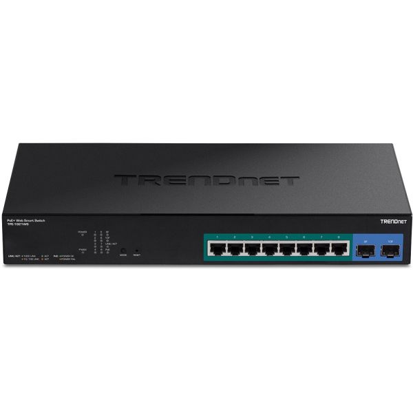 TPE-1021WS - TRENDnet Web Smart 8-Ports 10/100/1000BASE-T PoE+ Layer 3 Rack-mountable Managed Network Switch with 2-Ports SFP