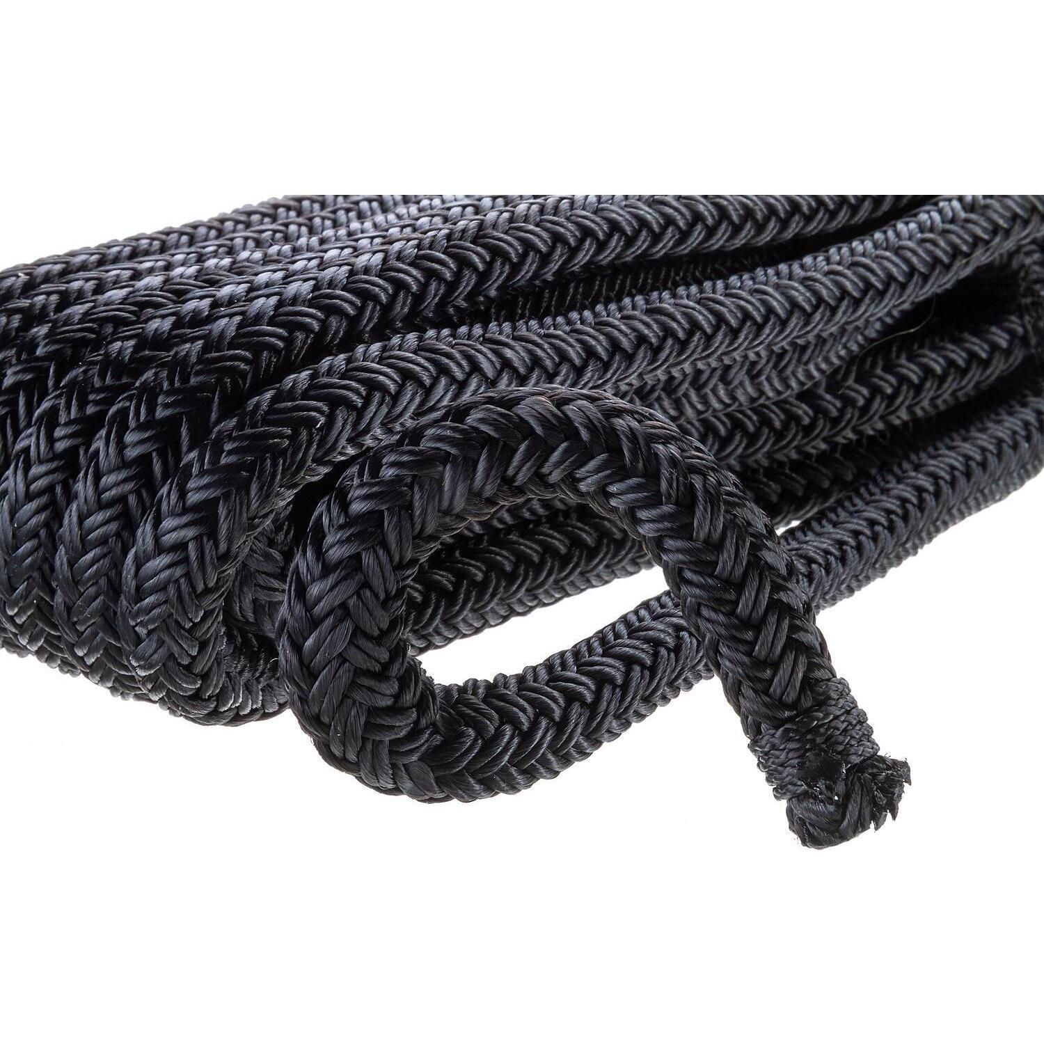 Seachoice Double-Braid Nylon Dock Line w/ Eye Splice, Pre-Shrunk, Heat Stabilized, 1/2 In. X 15 Ft., Black