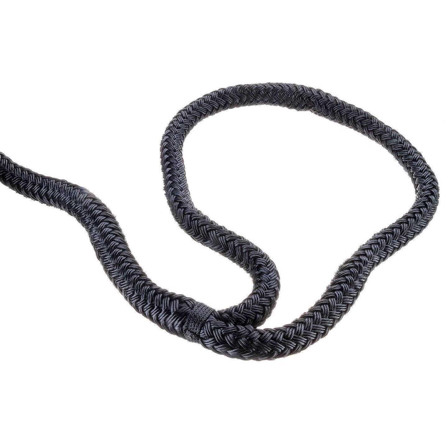 Seachoice Double-Braid Nylon Dock Line w/ Eye Splice, Pre-Shrunk, Heat Stabilized, 5/8 In. X 35 Ft., Black