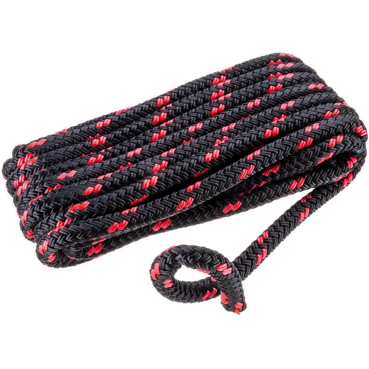Seachoice 42431 Double Braided 100% MFP Dock Line 3/8" x 15' Black w/Red Tracer