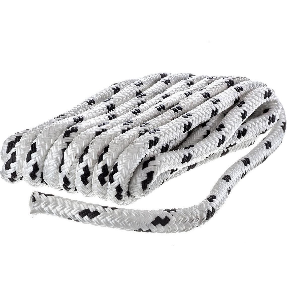 Seachoice 42401 Double Braided 100% MFP Dock Line 3/8" x 15' White w/Black, Tracer