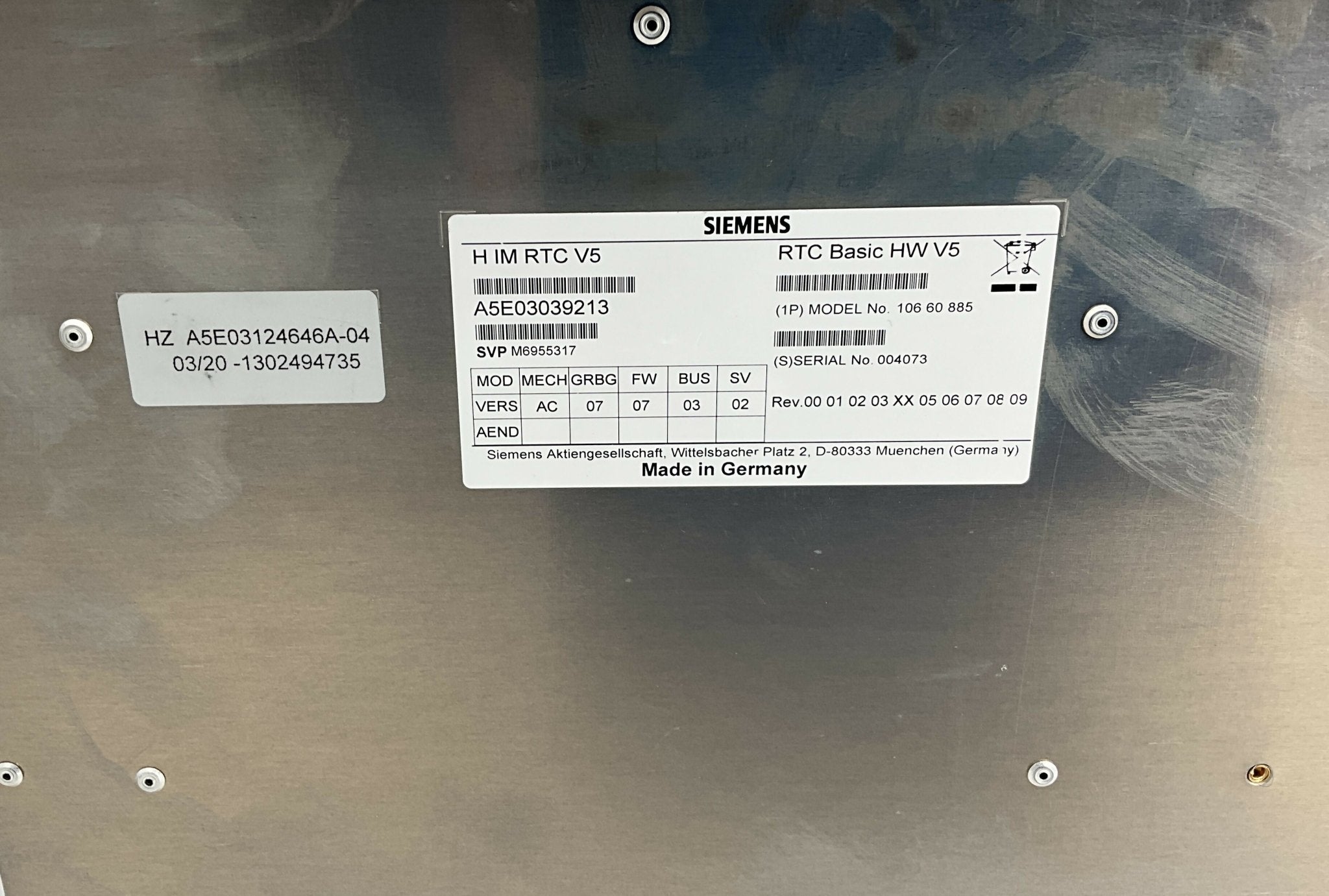 FD RTC V7/RTC BASIC HW V5 (10502189/10660885 SIEMENS