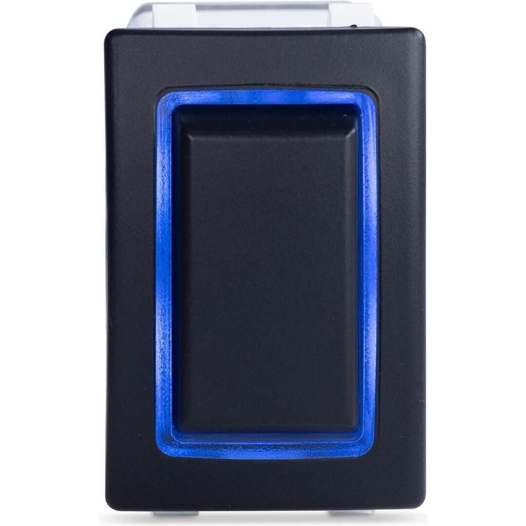 Sierra RK40700B Rocker Switch w/Halo LED Light, ON OFF ON (Dependent), DPDT, Blue