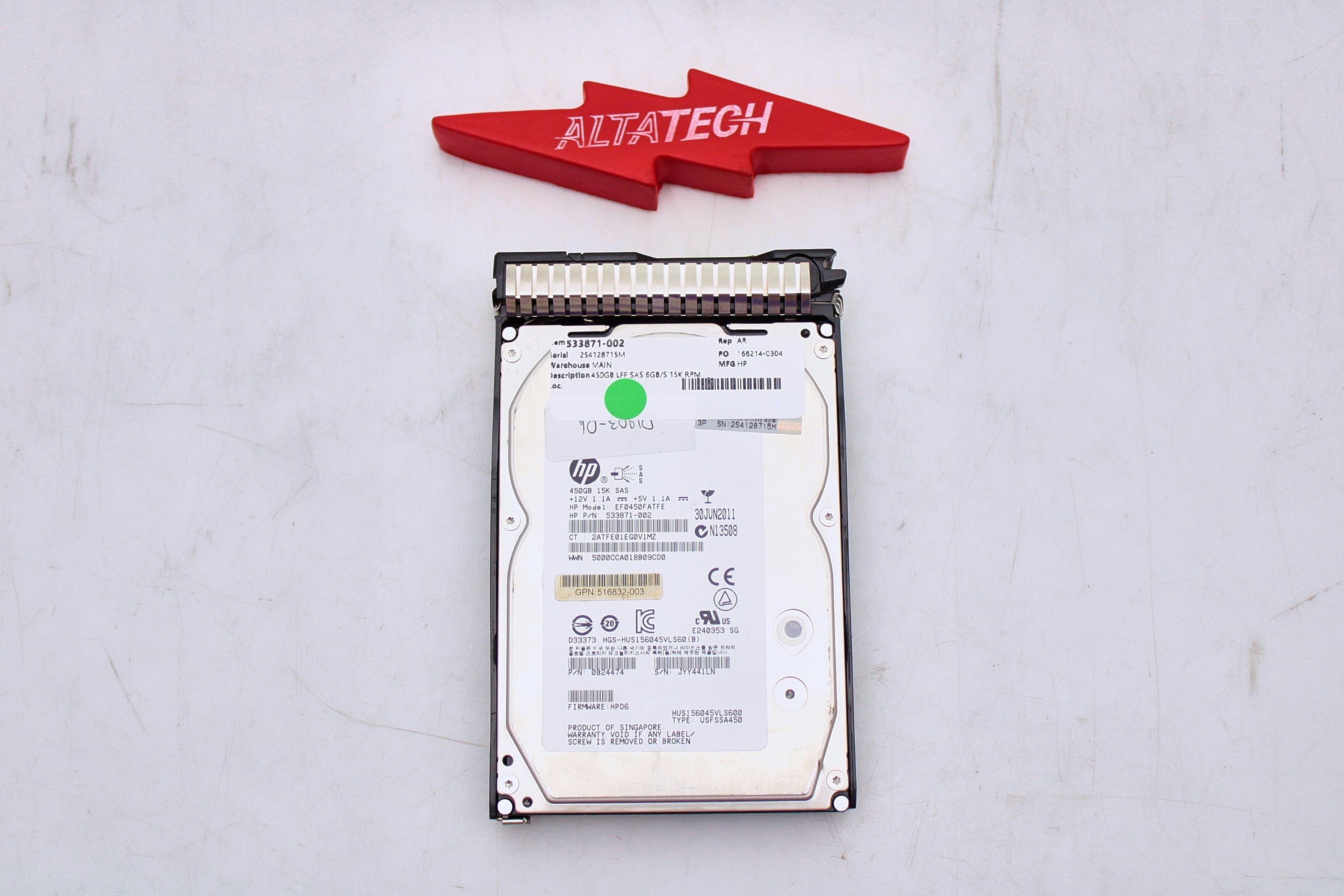 HP 533871-002 450GB LFF SAS 6GB/S 15K RPM