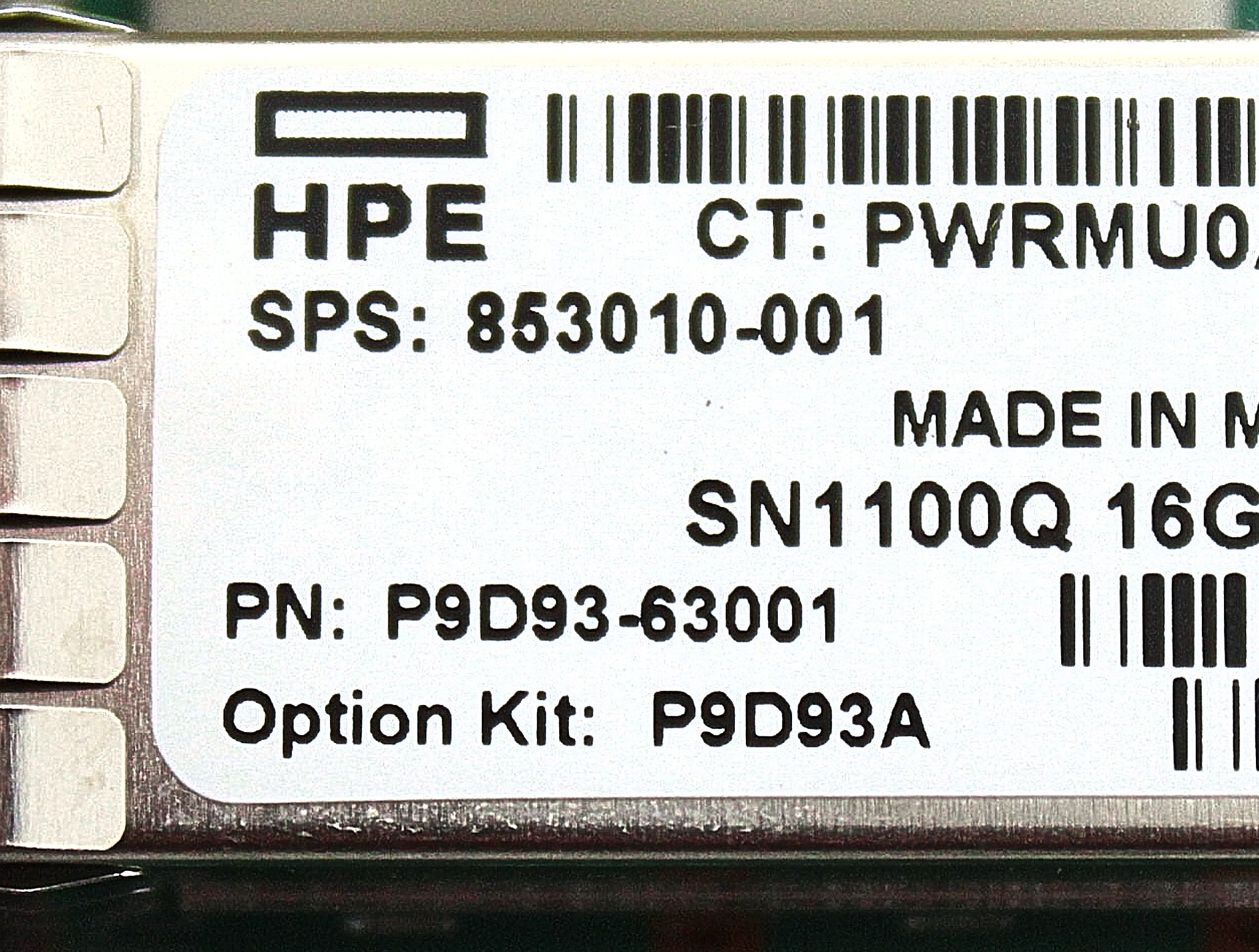 HP P9D93-63001 HP Qlogic SN1100Q 16GB 1xsfp+ FC PCIe low profile Fibre