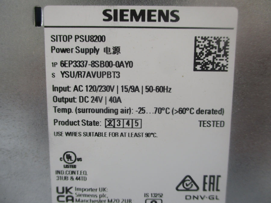 SIEMENS 6EP3337-8SB00-0AY0 120/230VAC 15/9A NSMP