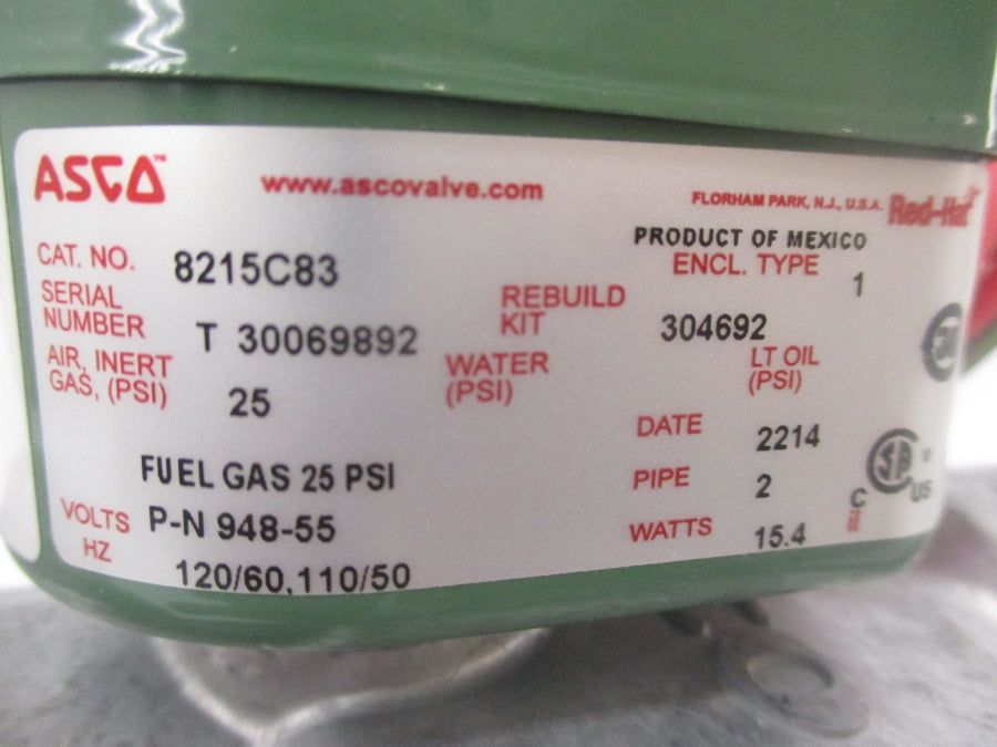 ASCO 8215C83 110/120V 25PSI 2" NSNP