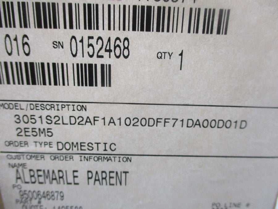 ROSEMOUNT 3051S2LD2AF1A1020DFF71DA00D01D2E5M5 10.5-42.4VDC NSMP