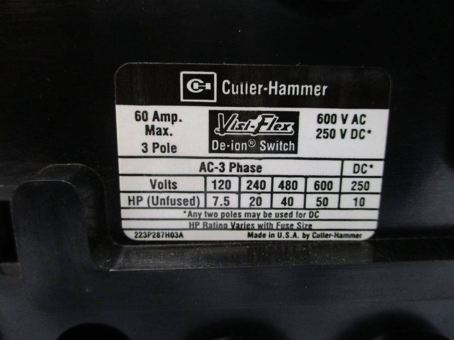 CUTLER HAMMER 2607D63G05 600VAC 60A NSMP