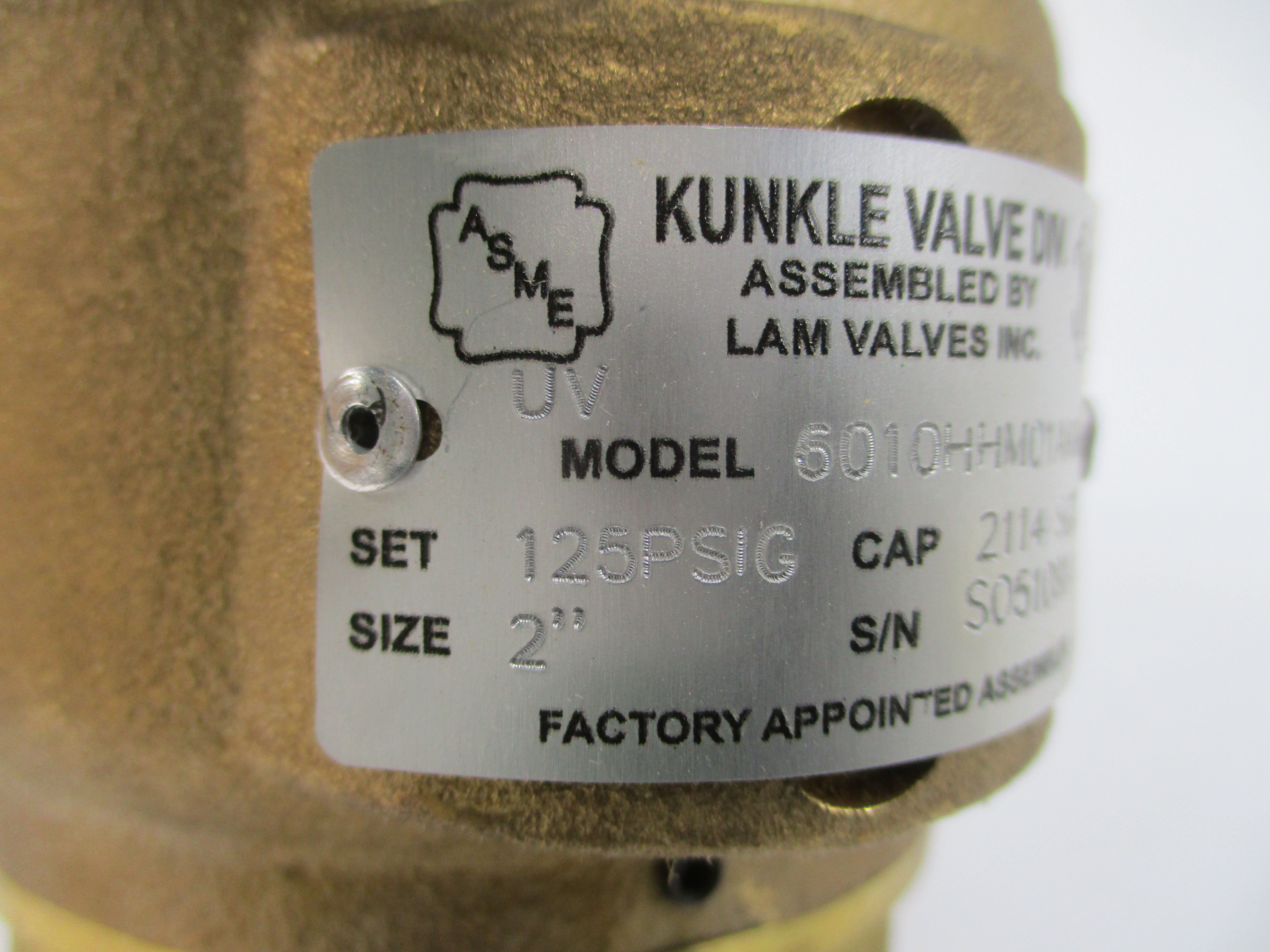 KUNKLE VALVE 6010HHM01AKM 125PSI 2" NSNP