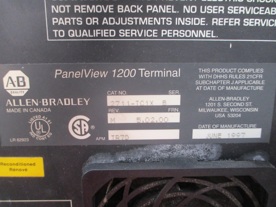 ALLEN BRADLEY 2711-TC1X SER. B F/W 5.02.00 115/230VAC REV. M UNMP