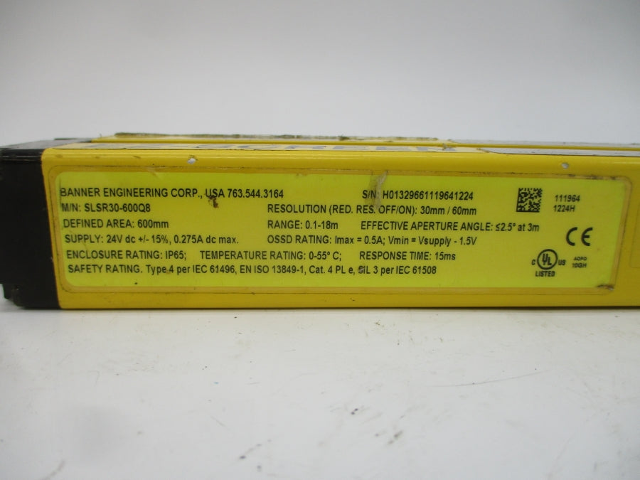 BANNER ENGINEERING SLSR30-600Q8 24VDC 0.275A (AS PICTURED) UNMP