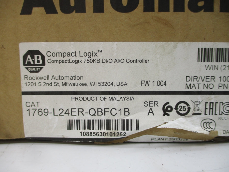 ALLEN BRADLEY 1769-L24ER-QBFC1B SER. A F/W 1.004 24V 2.1A NSMP