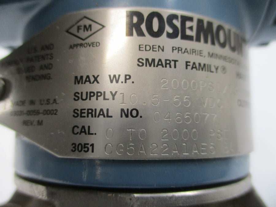 ROSEMOUNT 3051CG5A22A1AE5B4 10.5-55VDC 2000PSI UNMP