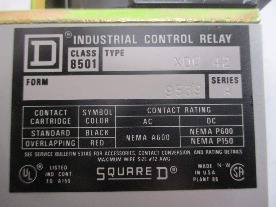 SQUARE D 8501XDO42V53 SER. A 24VDC NSMP