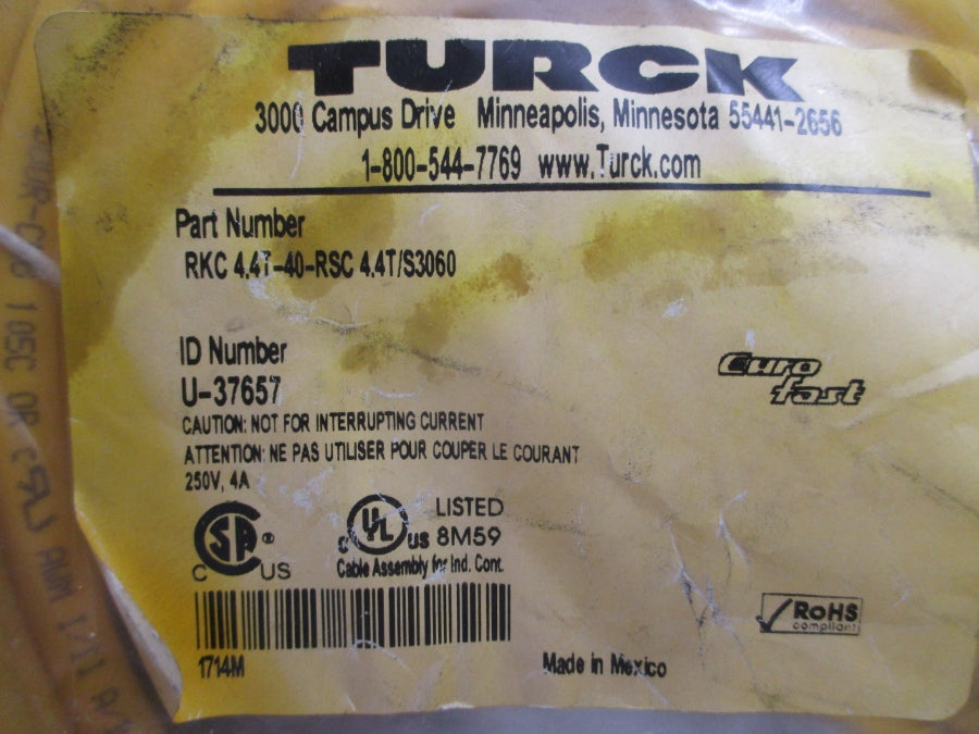 TURCK RKC4.4T-40-RSC4.4T/S3060 U-37657 250V 4A NSMP