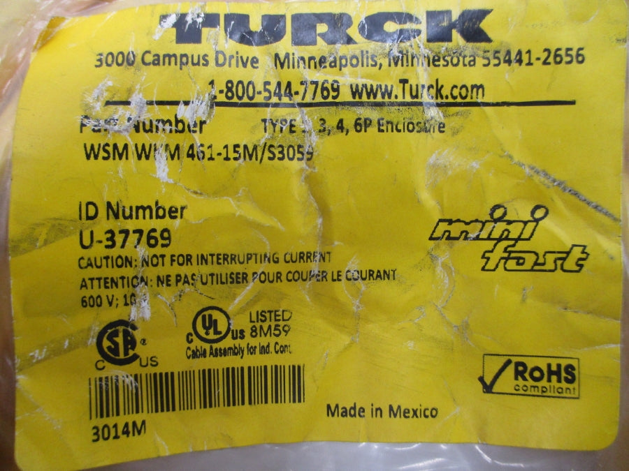 TURCK WSMWKM461-15M/S3059 U-37769 600V 10A NSMP
