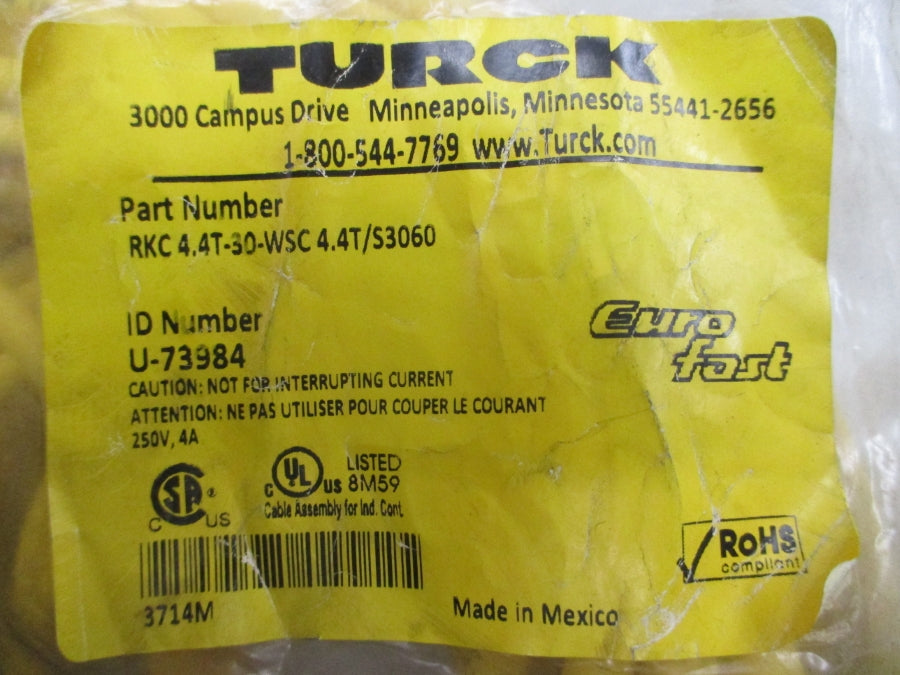 TURCK RKC4.4T-30-WSC4.4T/S3060 U-73984 250V 4A NSMP