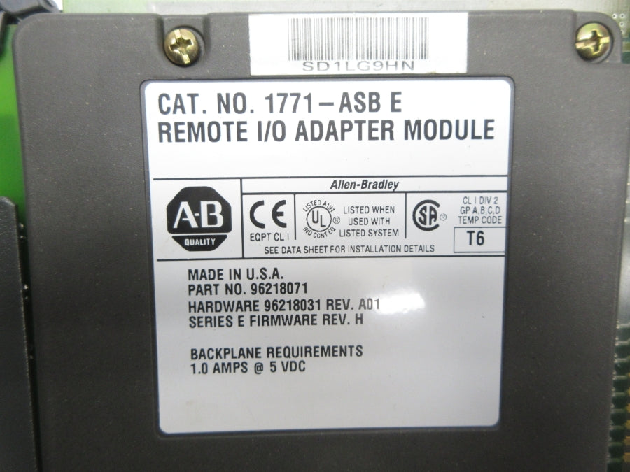ALLEN BRADLEY 1771-ASB SER. E F/W H REV. A01 UNMP