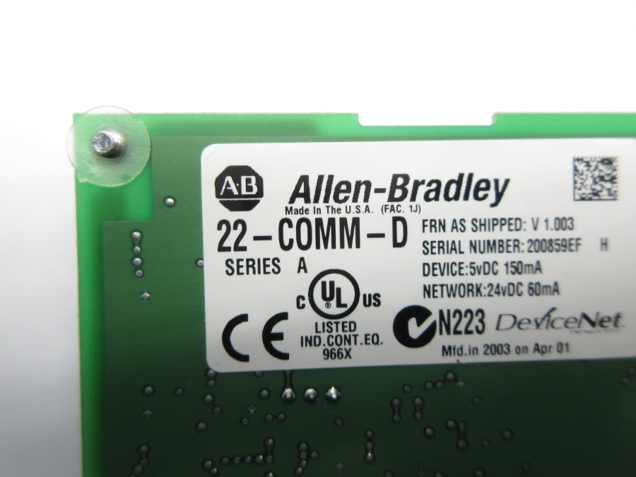 ALLEN BRADLEY 22-COMM-D SER. A F/W V1.003 24VDC NSNP
