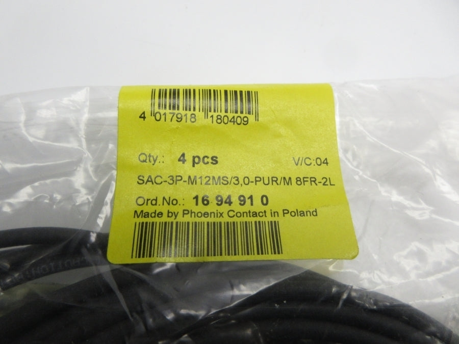 PHOENIX CONTACT SAC-3P-M12MS/3.0-PUR/M8FR-2L 1694910 (PKG OF 4) NSMP