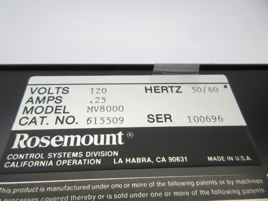 ROSEMOUNT MV8000 615509 120V .25A NSNP
