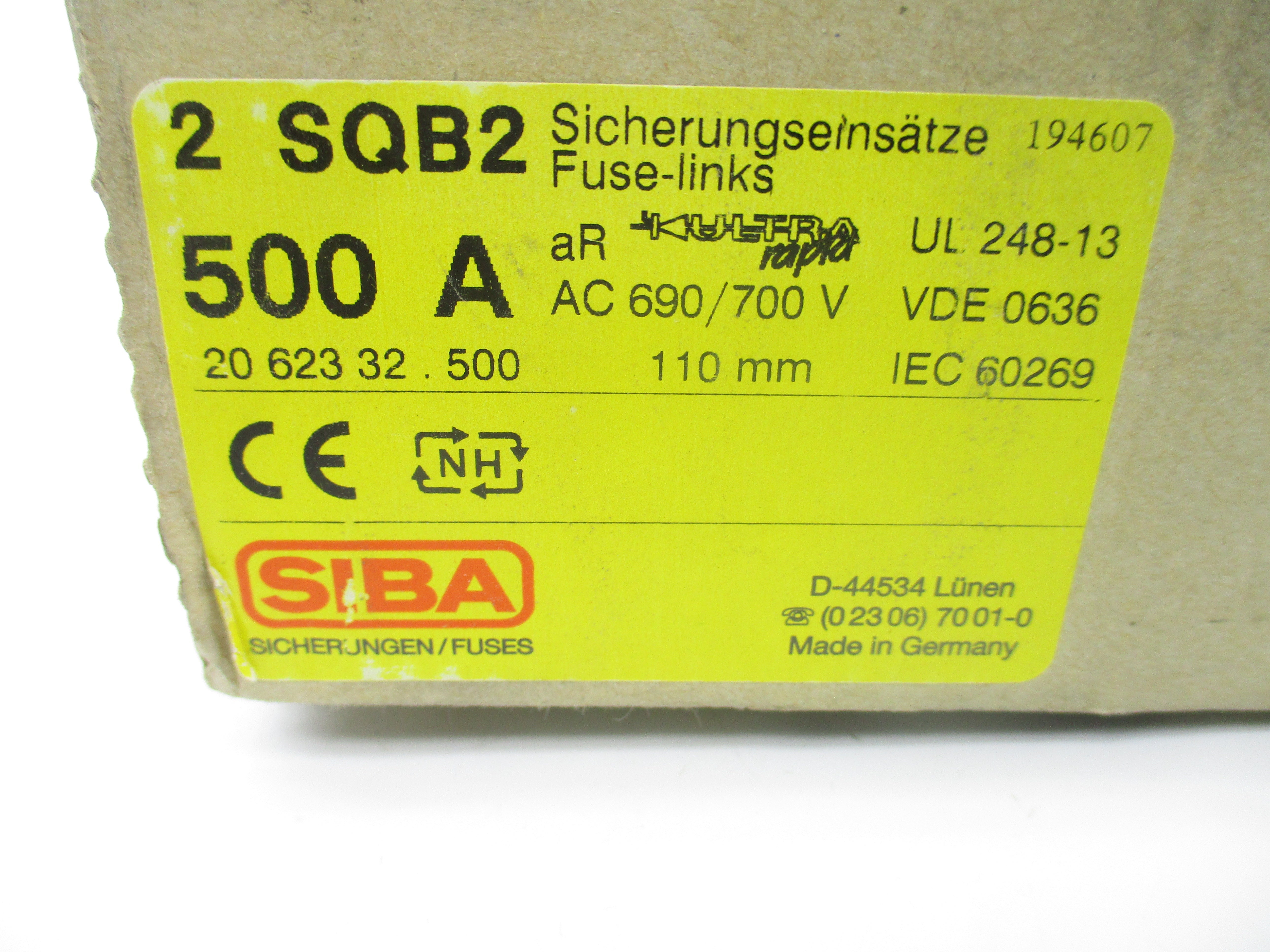 SIBA SQB2 2062332.500 700VAC 500A NSMP