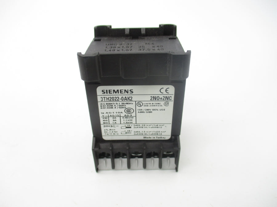 SIEMENS 3TH2022-0AK2 120VAC 10A NSMP