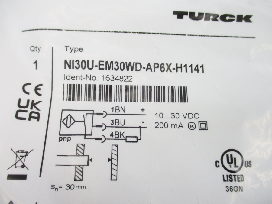 TURCK NI30U-EM30WD-AP6X-H1141 1634822 10-30VDC NSMP