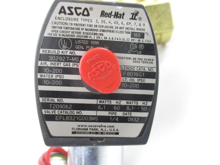 ASCO EFL8321G003MS 110/120V 10-200PSI 1/4" UNMP