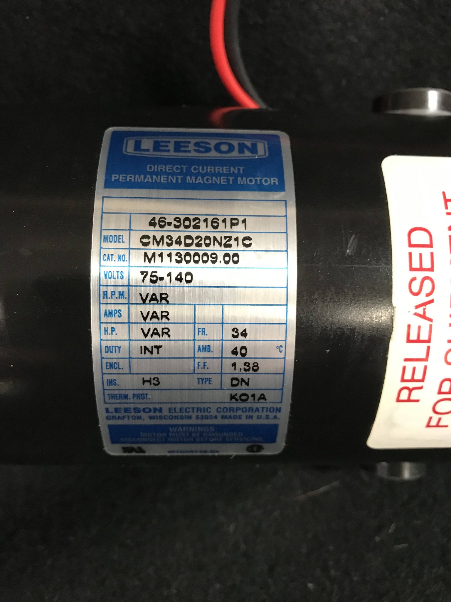 Leeson DC Motor Permanent Magnet (46-302161P1 GE