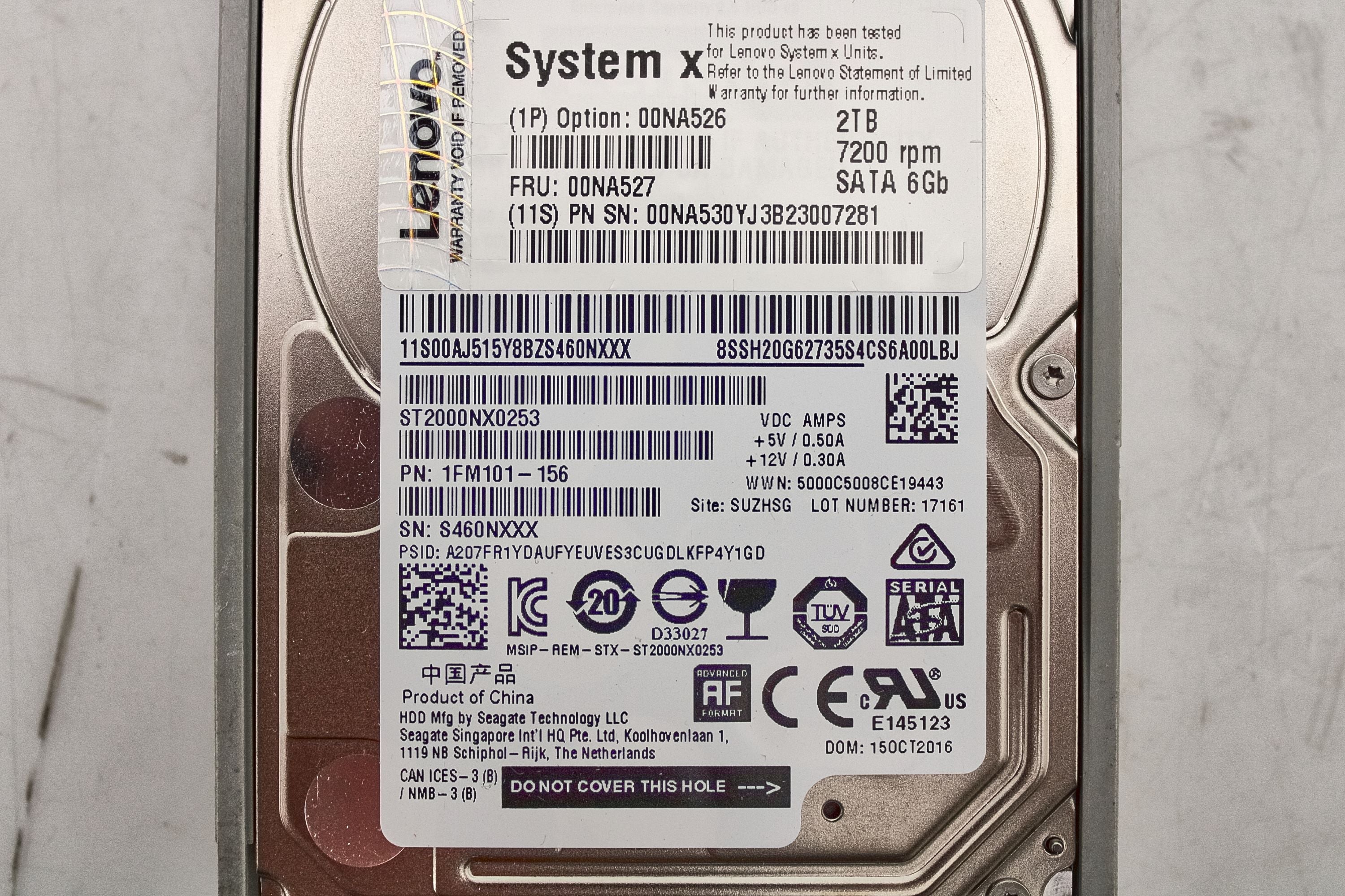 Lenovo 00NA527 2TB 7.2K 2.5" NL-SATA G3HS HDD