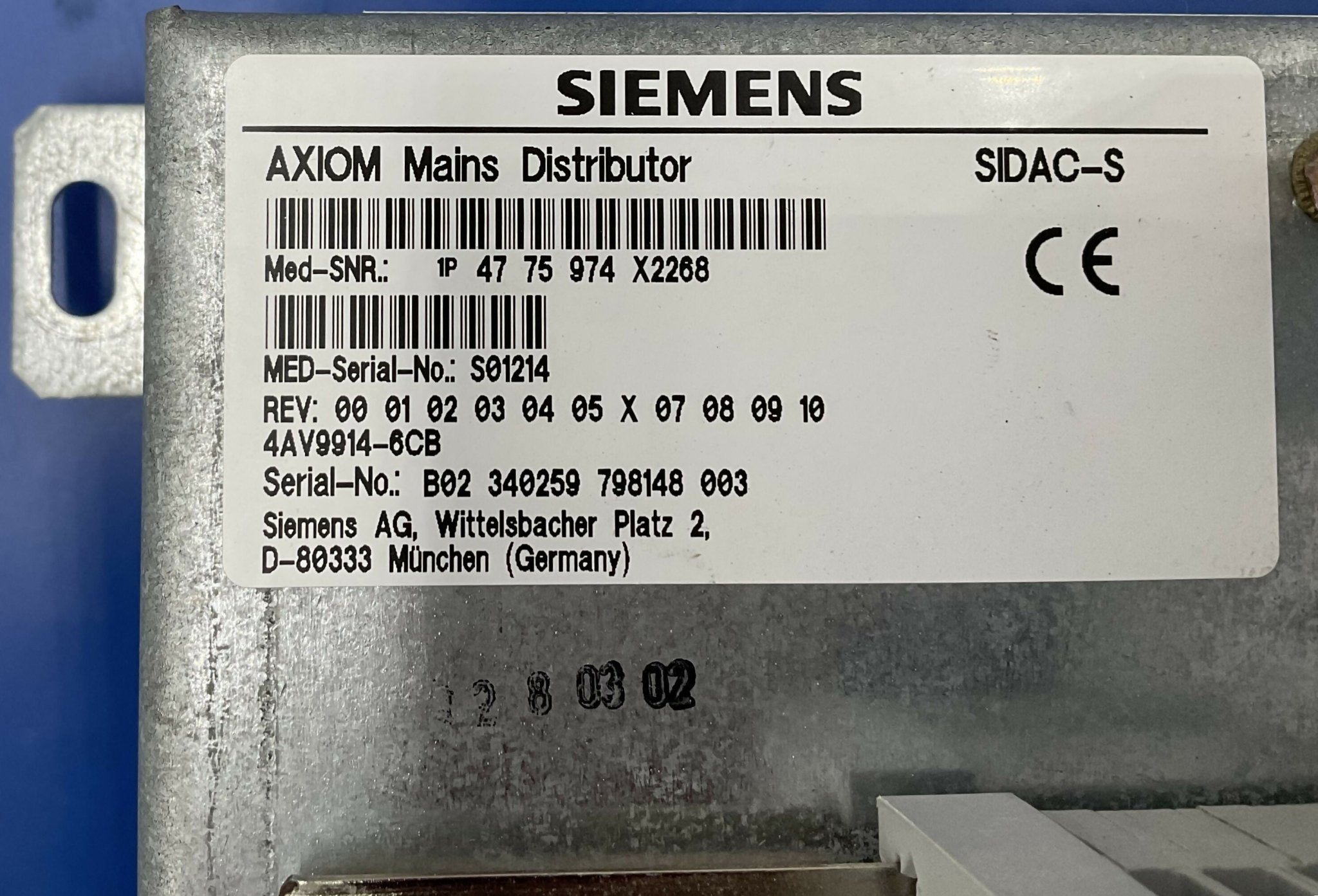 MAIN DISTRIBUTOR D90 (4775974/4775990 SIEMENS